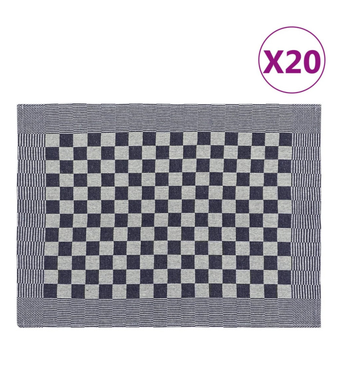 Serviettes de cuisine 20 pcs bleu et blanc 50x70 cm coton | Mobilier & Déco
