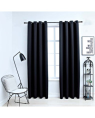 Rideaux occultants avec anneaux en métal 2 pcs Noir 140x245 cm | Mobilier & Déco