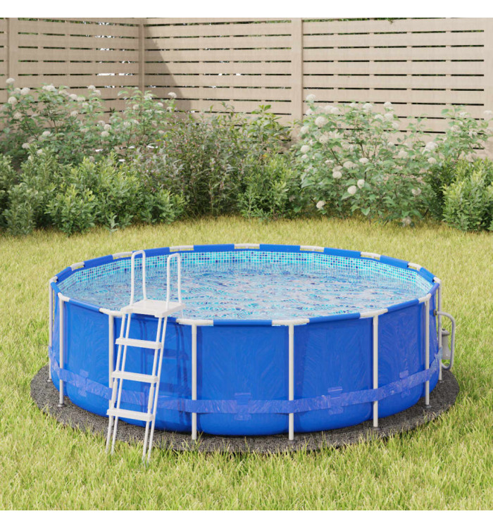 Bâche de piscine gris clair Ø244 cm géotextile polyester | Mobilier & Déco