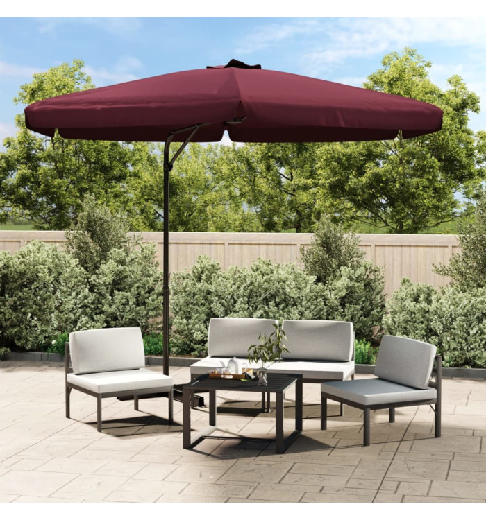 Parasol de jardin avec mât en acier 300 cm Rouge bordeaux | Mobilier & Déco