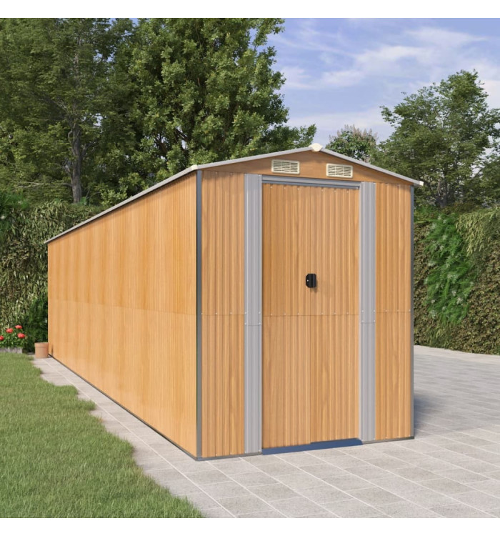 Abri de jardin Marron clair 192x772x223 cm Acier galvanisé | Mobilier & Déco
