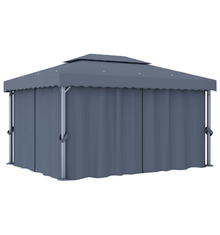 Tonnelle avec rideau 4x3 m Anthracite Aluminium | Mobilier & Déco