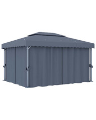 Tonnelle avec rideau 4x3 m Anthracite Aluminium | Mobilier & Déco