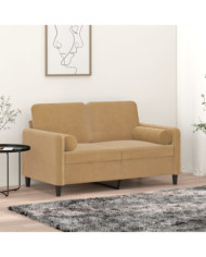 Coussins décoratifs lot de 2 Marron Ø15x50 cm Velours | Mobilier & Déco