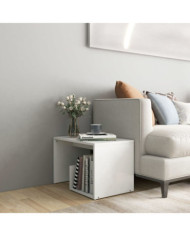 Table d'appoint blanc 59x36x38 cm bois d'ingénierie | Mobilier & Déco