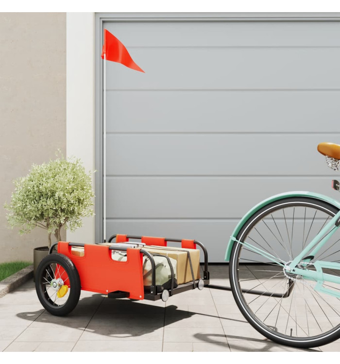 Remorque de vélo orange tissu oxford et fer | Mobilier & Déco