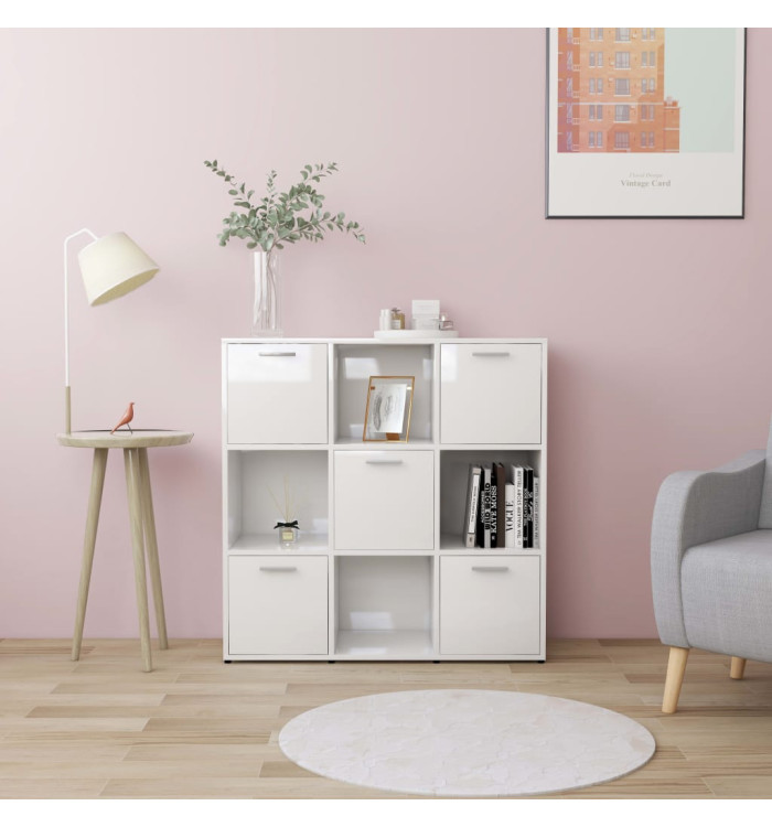 Bibliothèque Blanc brillant 90x30x90 cm Bois d’ingénierie | Mobilier & Déco