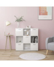 Bibliothèque Blanc brillant 90x30x90 cm Bois d’ingénierie | Mobilier & Déco