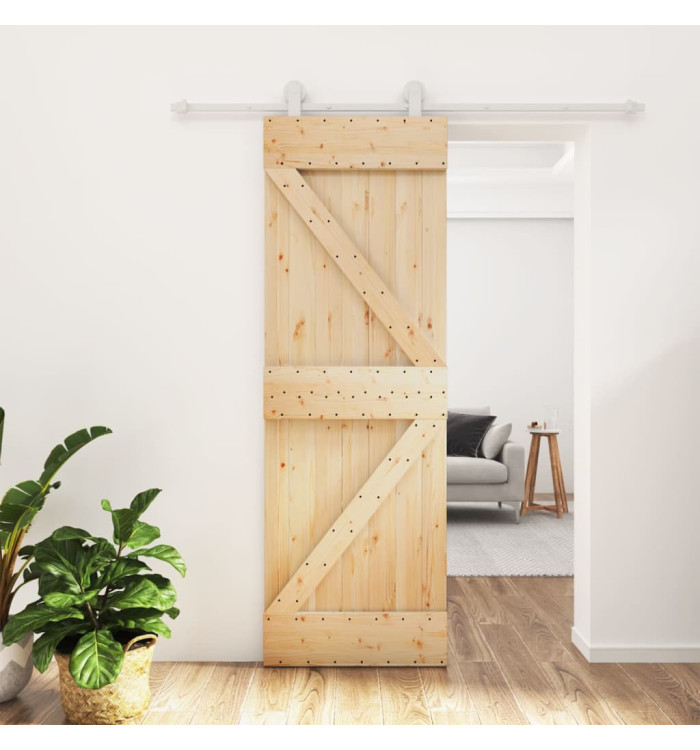 Porte coulissante et kit de quincaillerie 70x210 cm pin massif | Mobilier & Déco