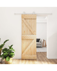 Porte coulissante et kit de quincaillerie 70x210 cm pin massif | Mobilier & Déco