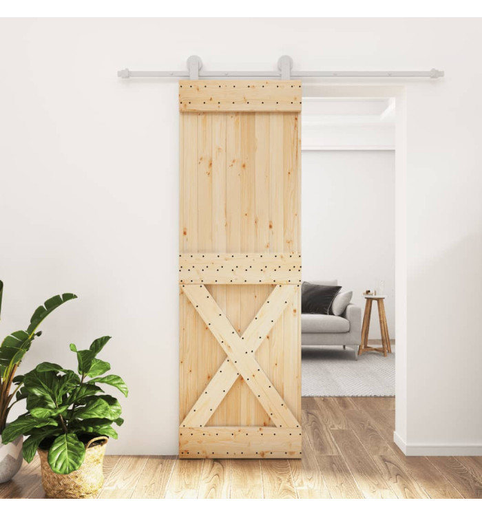 Porte coulissante et kit de quincaillerie 70x210 cm pin massif | Mobilier & Déco