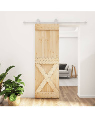 Porte coulissante et kit de quincaillerie 70x210 cm pin massif | Mobilier & Déco