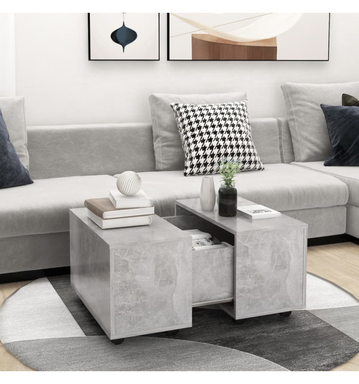 Table basse gris béton 60x60x38 cm bois d'ingénierie | Mobilier & Déco