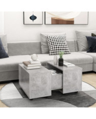 Table basse gris béton 60x60x38 cm bois d'ingénierie | Mobilier & Déco