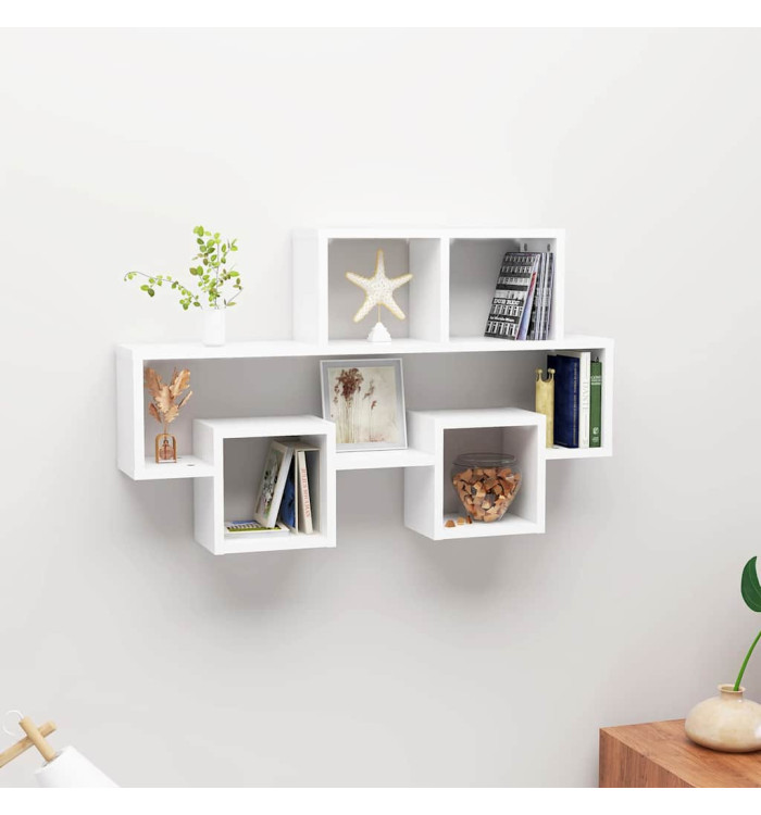 Étagère murale forme d'auto Blanc 82x15x51 cm Bois d’ingénierie | Mobilier & Déco