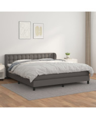 Sommier à lattes de lit avec matelas Gris 160x200 cm Similicuir | Mobilier & Déco