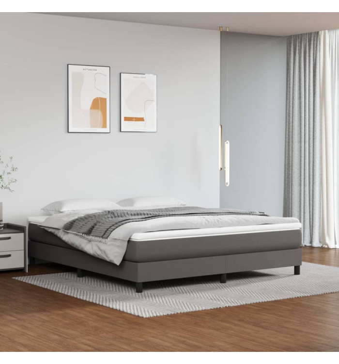 Sommier à lattes de lit avec matelas Gris 160x200 cm Similicuir | Mobilier & Déco