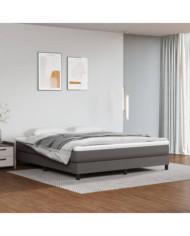 Sommier à lattes de lit avec matelas Gris 160x200 cm Similicuir | Mobilier & Déco
