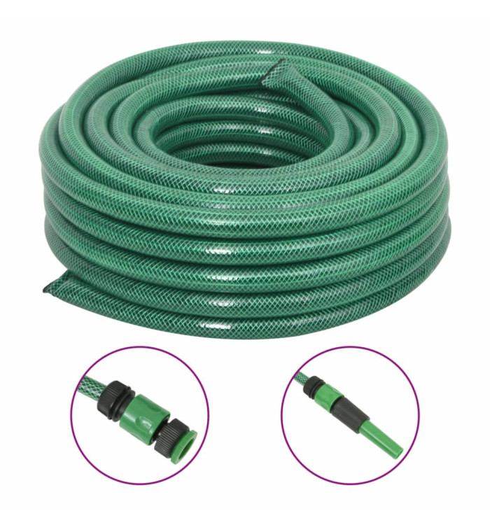 Tuyau d'arrosage avec jeu de raccords vert 0,75" 30 m PVC | Mobilier & Déco