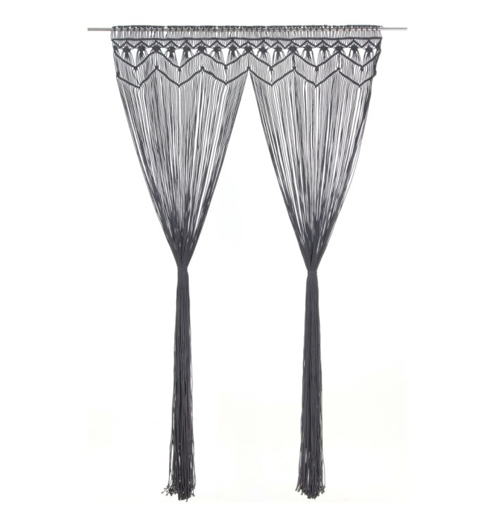 Rideau en macramé Anthracite 140x240 cm Coton | Mobilier & Déco