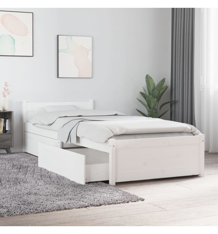 Cadre de lit sans matelas avec tiroirs blanc | Mobilier & Déco