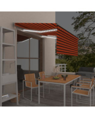 Auvent automatique store capteur de vent et LED Orange marron | Mobilier & Déco