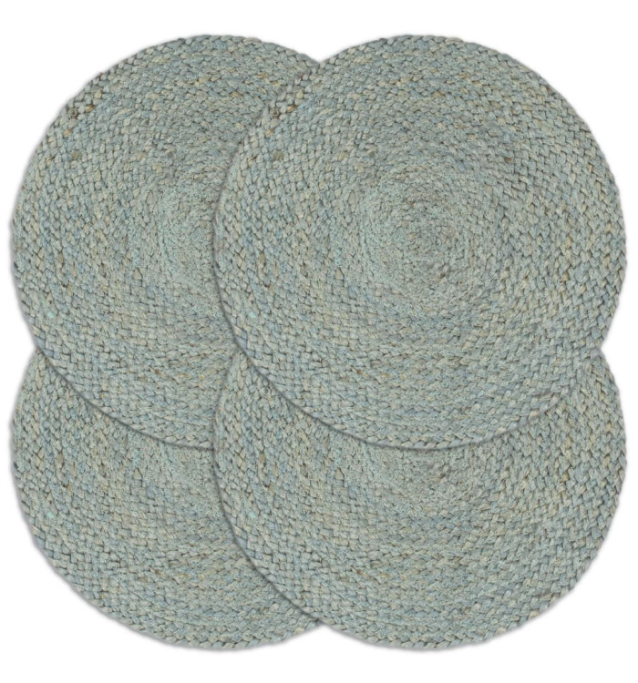 Napperons 4 pcs Vert olive Plain 38 cm Rond Jute | Mobilier & Déco