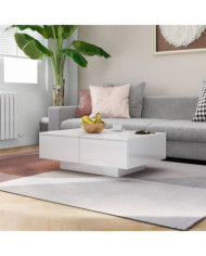 Table basse Blanc brillant 90x60x31 cm Bois d'ingénierie | Mobilier & Déco