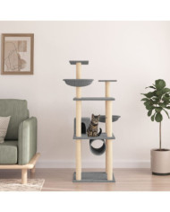 Arbre à chat avec griffoirs en sisal gris clair 141 cm | Mobilier & Déco