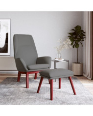 Chaise de relaxation avec repose-pied Gris clair Tissu | Mobilier & Déco