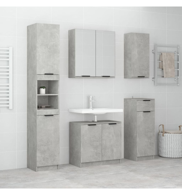 Meubles de salle de bain 5 pcs Gris béton Bois d'ingénierie | Mobilier & Déco