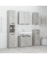 Meubles de salle de bain 5 pcs Gris béton Bois d'ingénierie | Mobilier & Déco