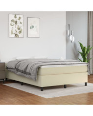 Sommier à lattes de lit avec matelas Crème 140x190cm Similicuir | Mobilier & Déco