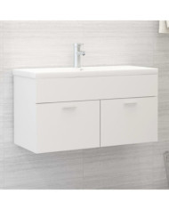 Armoire d'évier avec lavabo intégré Blanc Aggloméré | Mobilier & Déco