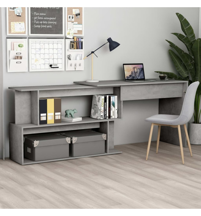 Bureau d'angle Gris béton 200x50x76 cm Bois d’ingénierie | Mobilier & Déco
