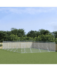 Chenil d'extérieur pour chiens argenté 8x12x2 m acier galvanisé | Mobilier & Déco