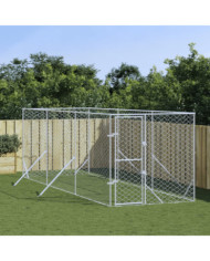 Chenil d'extérieur pour chiens argenté 2x6x2 m acier galvanisé | Mobilier & Déco