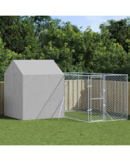 Chenil d'extérieur pour chiens avec toit argenté 4x4x2,5 m | Mobilier & Déco