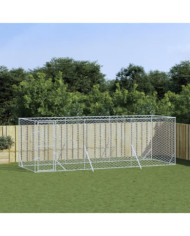 Chenil d'extérieur pour chiens argenté 6x2x2 m acier galvanisé | Mobilier & Déco