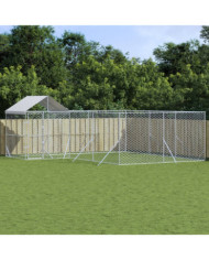 Chenil d'extérieur pour chiens avec toit argenté 6x6x2,5 m | Mobilier & Déco