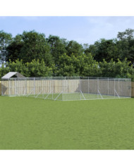 Chenil d'extérieur pour chiens avec toit argenté 10x8x2,5 m | Mobilier & Déco