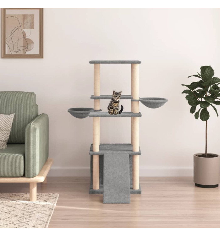 Arbre à chat avec griffoirs en sisal gris clair 133 cm | Mobilier & Déco