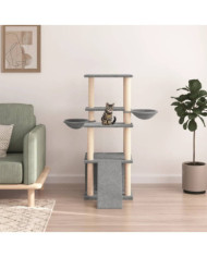 Arbre à chat avec griffoirs en sisal gris clair 133 cm | Mobilier & Déco