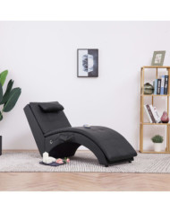 Chaise longue de massage avec oreiller Noir Similicuir | Mobilier & Déco