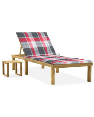 Chaise longue de jardin avec table et coussin Pin imprégné | Mobilier & Déco
