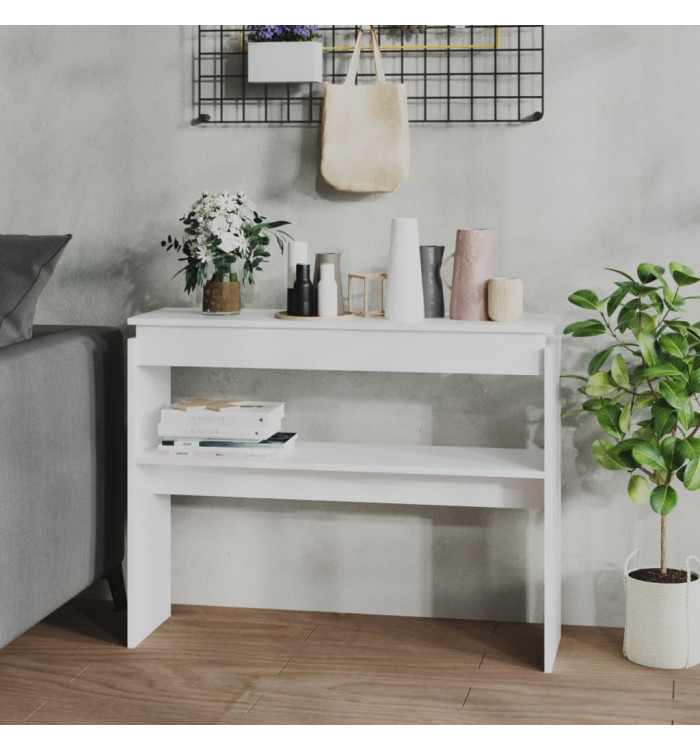 Table console blanc 102x30x80 cm bois d'ingénierie | Mobilier & Déco