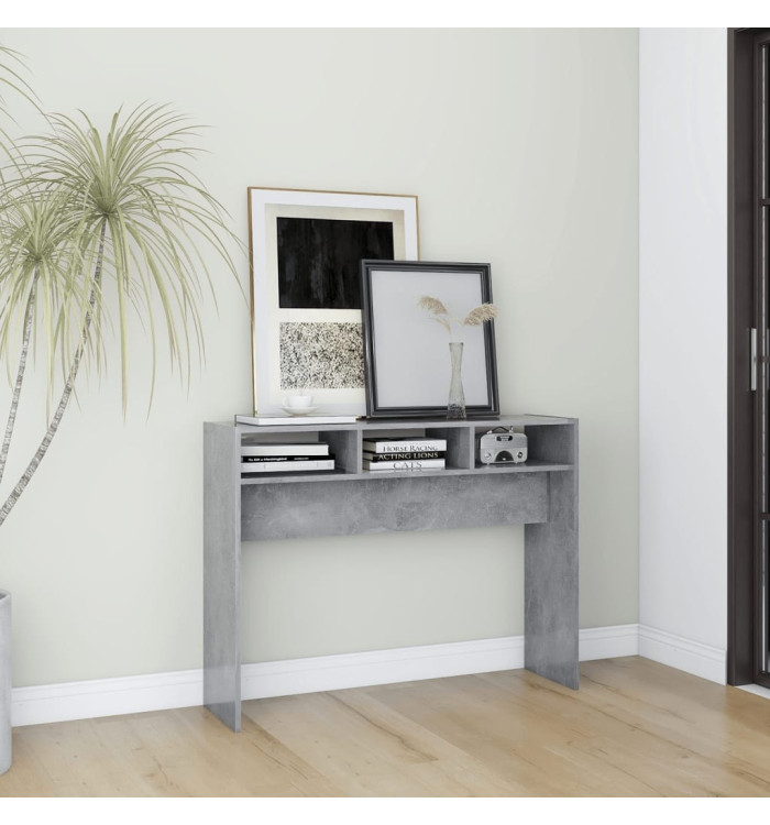 Table console gris béton 105x30x80 cm bois d'ingénierie | Mobilier & Déco