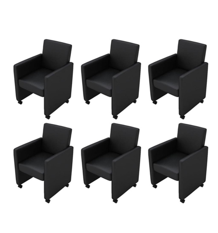 Chaises à manger lot de 6 noir similicuir | Mobilier & Déco