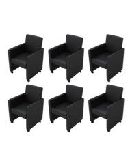Chaises à manger lot de 6 noir similicuir | Mobilier & Déco