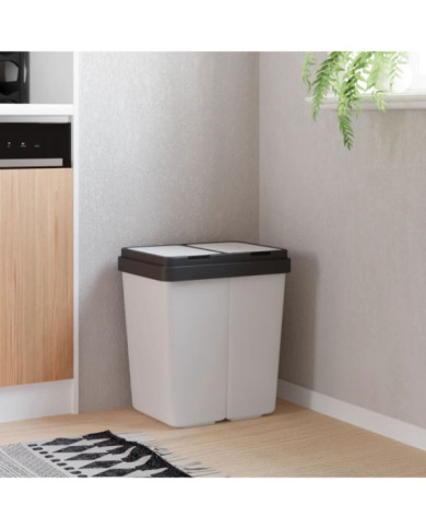 Poubelle double blanc 2x25 L | Mobilier & Déco